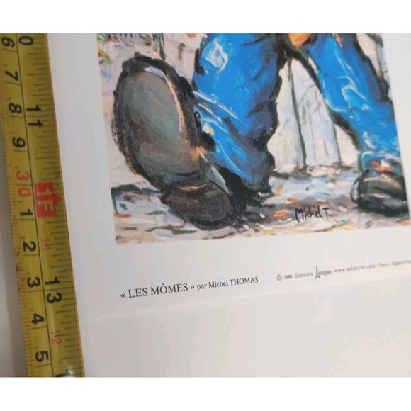 Vtg Retro 80s French Mid Century Big Eyed Paris Boy Girl Art Print Michel Thomas - Picture 16 of 16